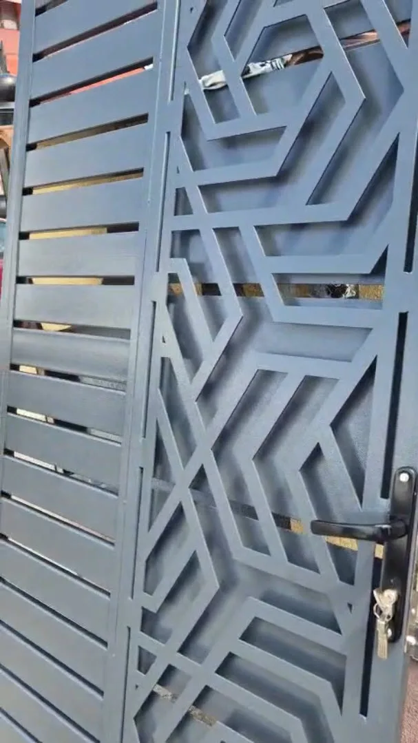 Poartă cu decupaj laser geometric dens cu hexagoane, antracit, Alba